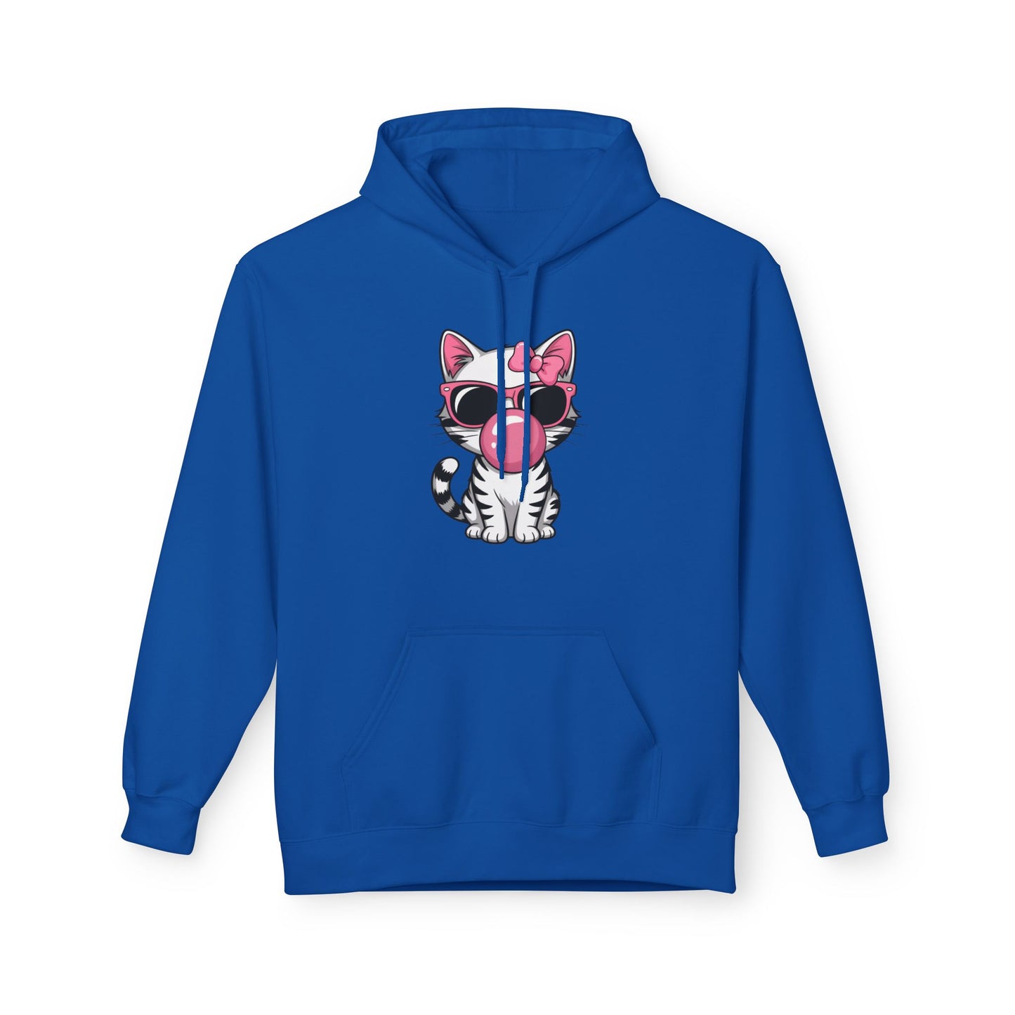 Bubble Gum Girl Kitty Hoodie, Cat Lovers Hoodie, Fun Fleece Sweater, Birthday Gift, Animal Lover Apparel