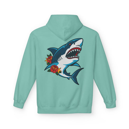 Shark Tattoo Hoodie — Vintage Floral Great White Sweatshirt