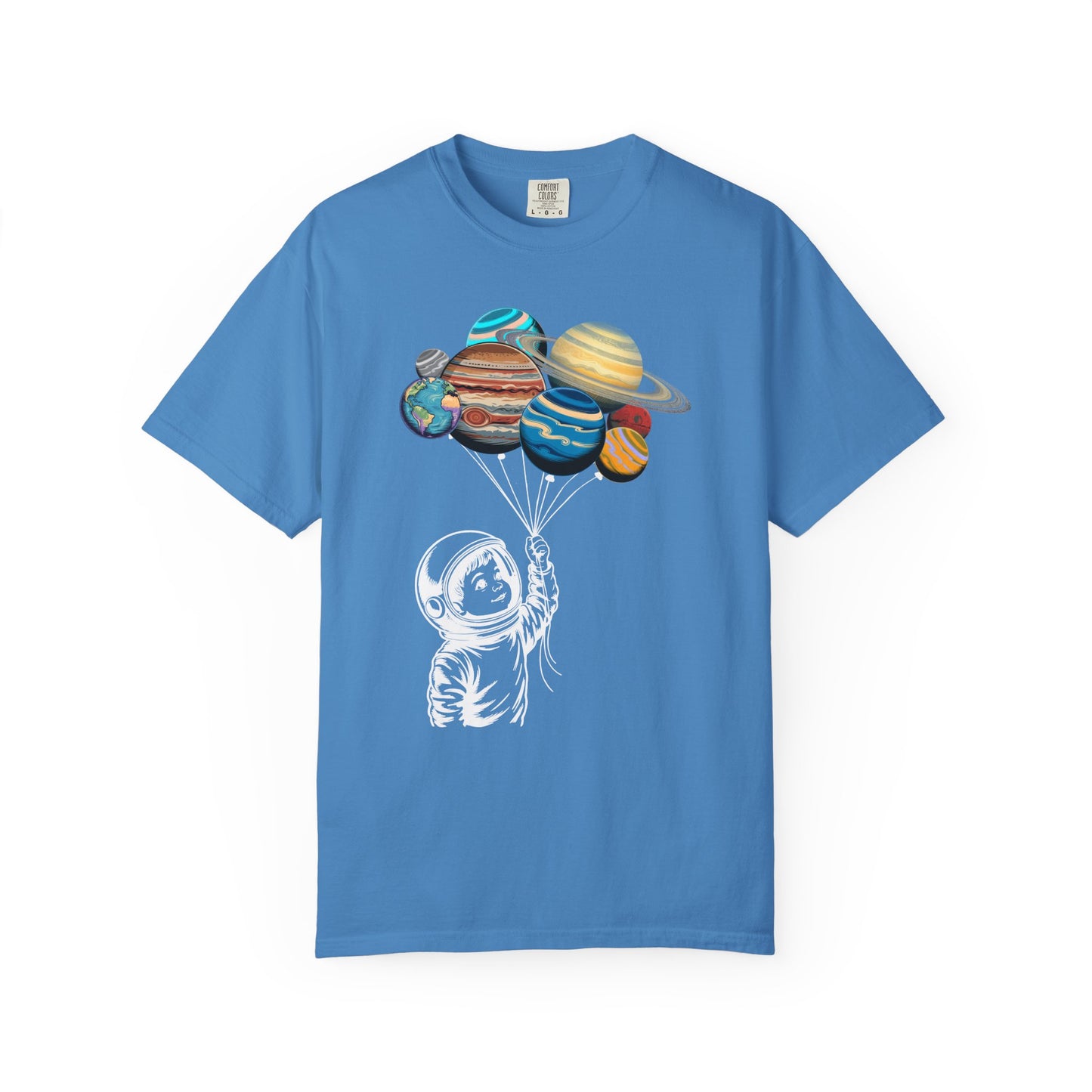Space Balloon Unisex T-shirt, Astronaut Tee, Gift for Space Lovers, Fun Casual Style, Planetary Design, Space-Themed Apparel