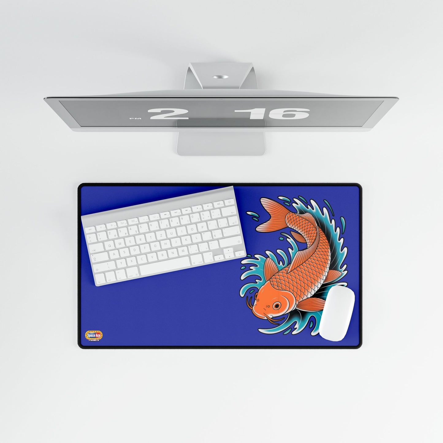 Koi Wave Desk Mat Blue Gaming Mouse Pad