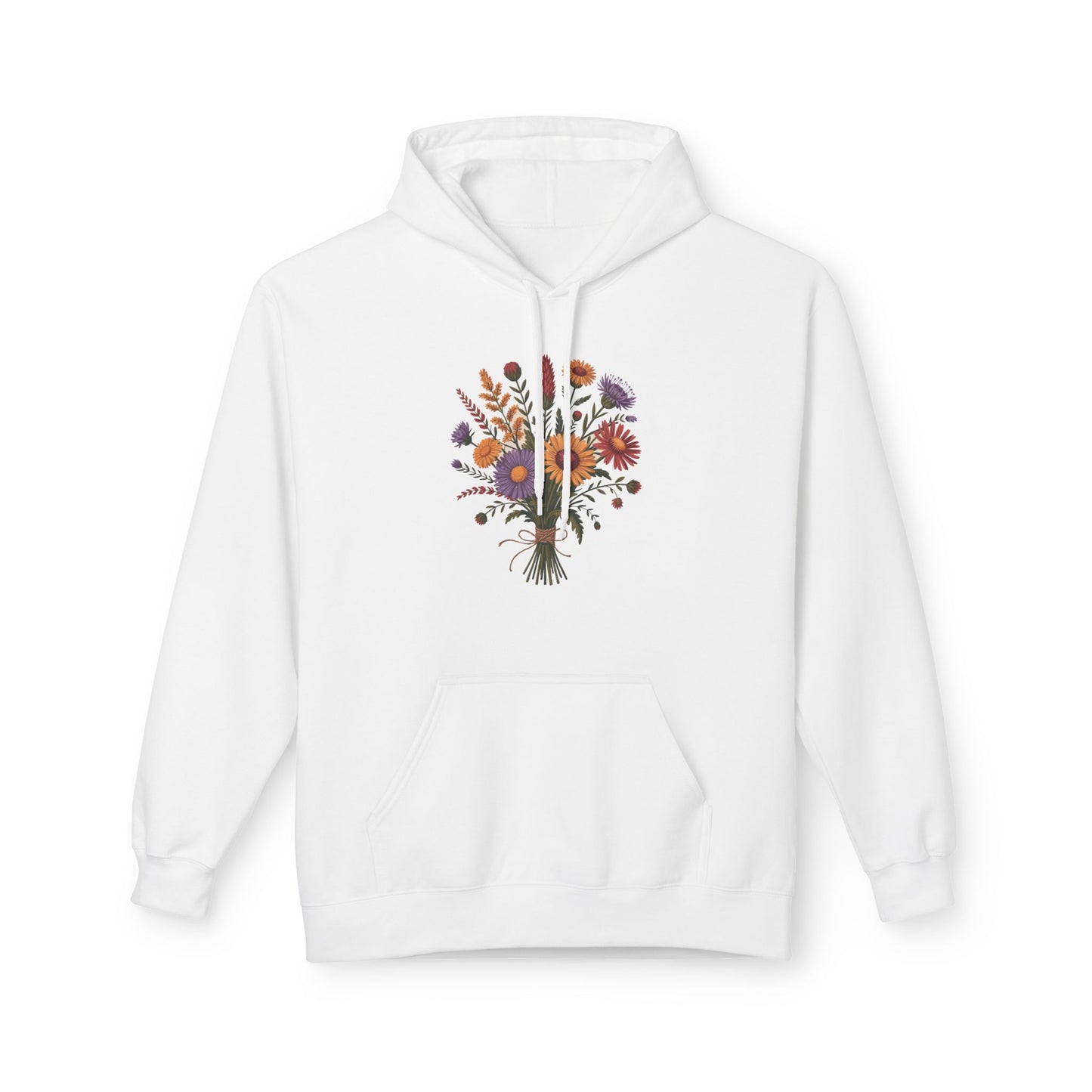 Floral Bouquet Fleece Hoodie, Comfortable Spring Hoodie, Cozy Unisex Sweatshirt, Gift for Her, Casual Wear, Nature Lover Apparel