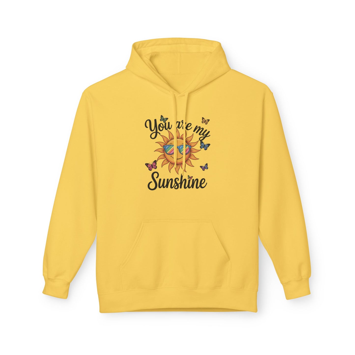 You Are My Sunshine Hoodie, Cozy Sweatshirt Gift, Unisex Fleece Hoodie, Butterfly Print Apparel, Inspirational Comfort Wear
