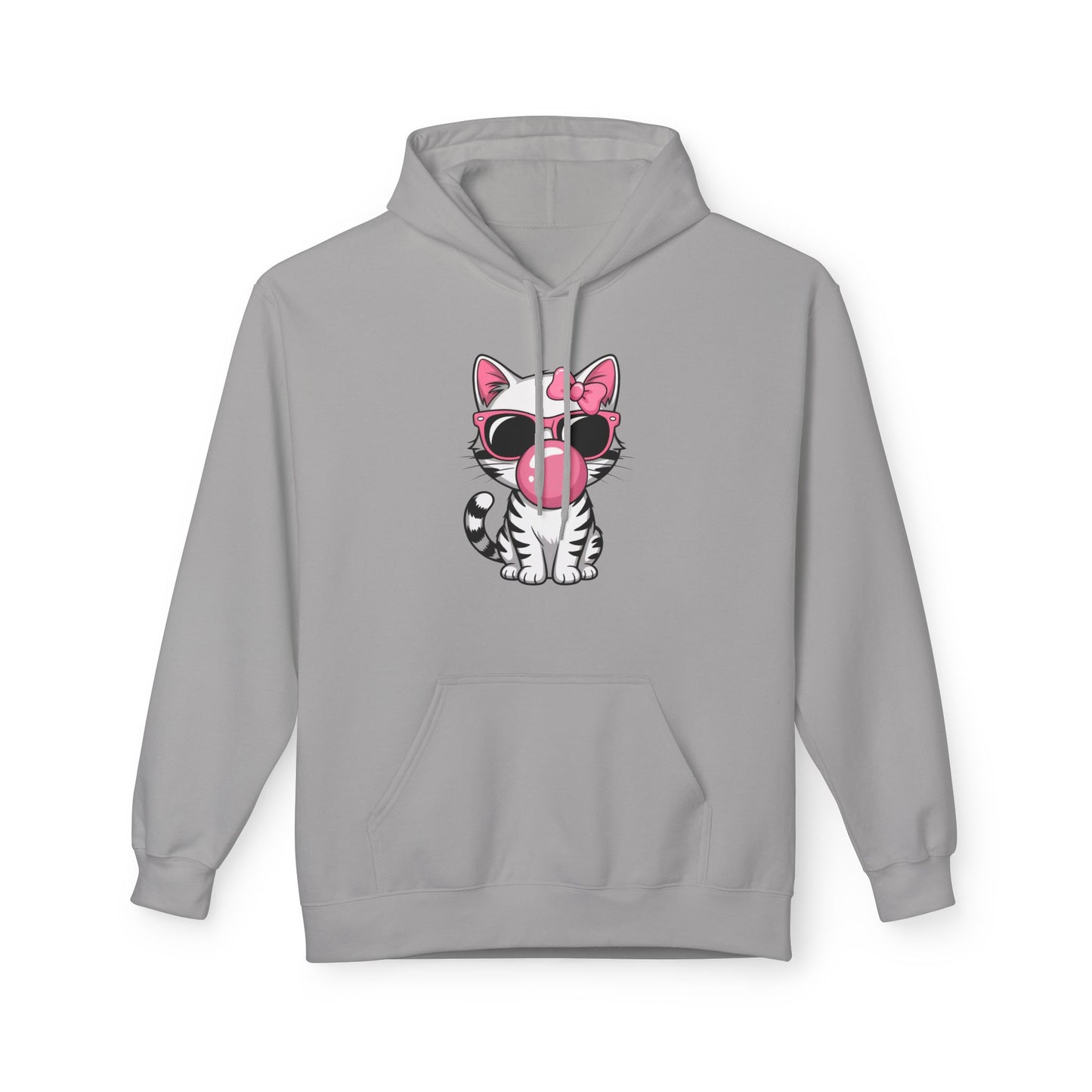 Bubble Gum Girl Kitty Hoodie, Cat Lovers Hoodie, Fun Fleece Sweater, Birthday Gift, Animal Lover Apparel