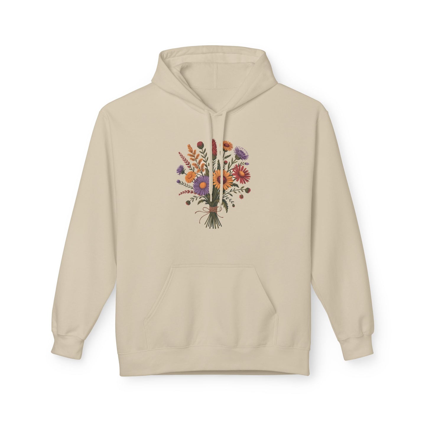 Floral Bouquet Fleece Hoodie, Comfortable Spring Hoodie, Cozy Unisex Sweatshirt, Gift for Her, Casual Wear, Nature Lover Apparel