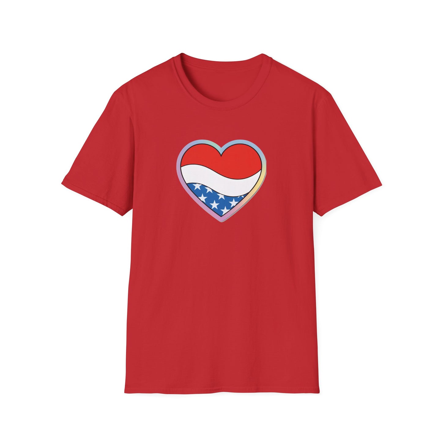 Patriotic Love Heart T-Shirt, Unisex Tee, Fourth of July Apparel, Casual Summer Shirt, Gift for Friends, Trendy Graphic Tee