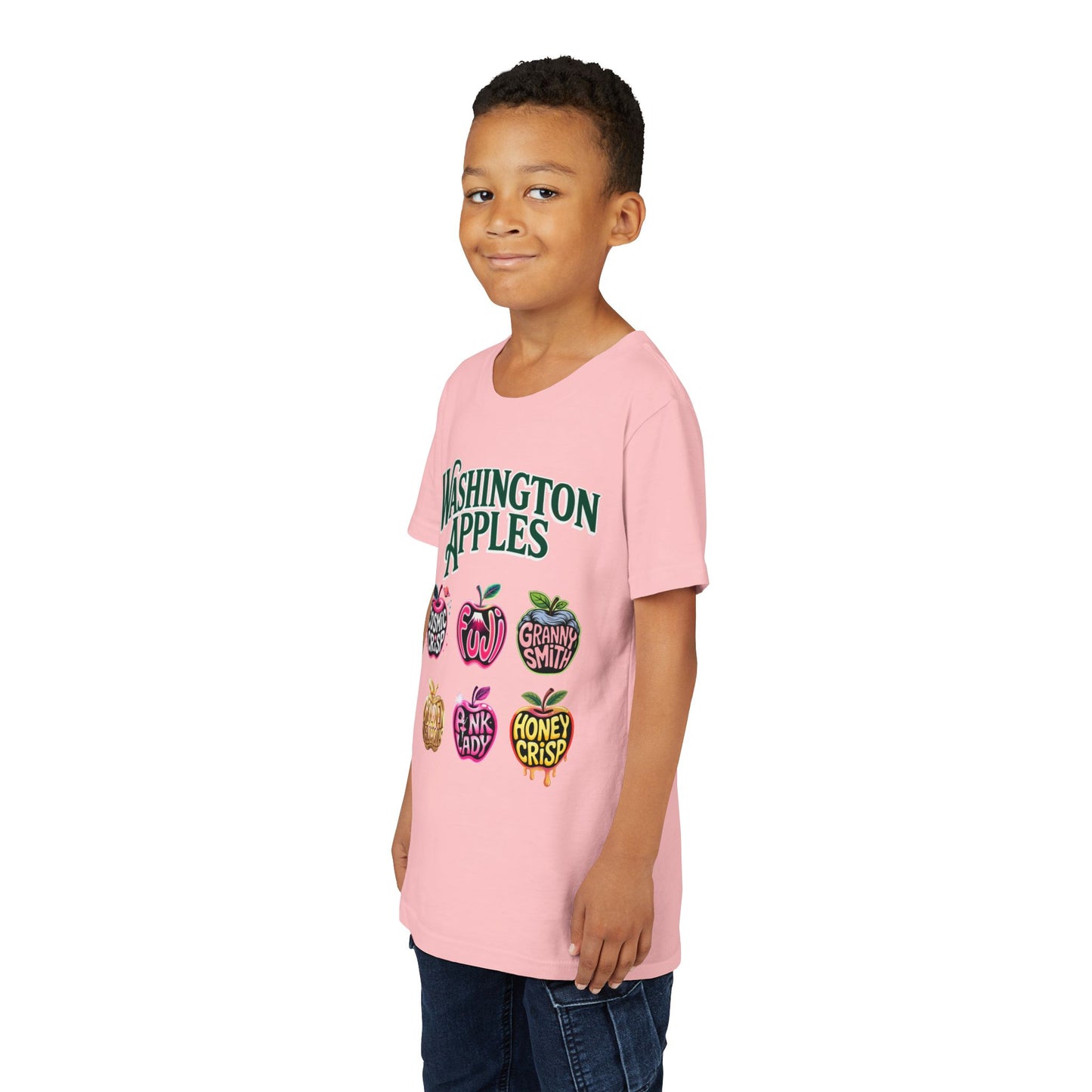 Washington Apples Youth Tee, Fun Fruit Shirt, Gift for Kids, Summer Wear, Apple Lover Apparel