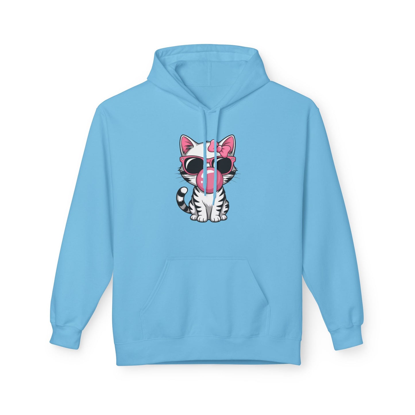 Bubble Gum Girl Kitty Hoodie, Cat Lovers Hoodie, Fun Fleece Sweater, Birthday Gift, Animal Lover Apparel