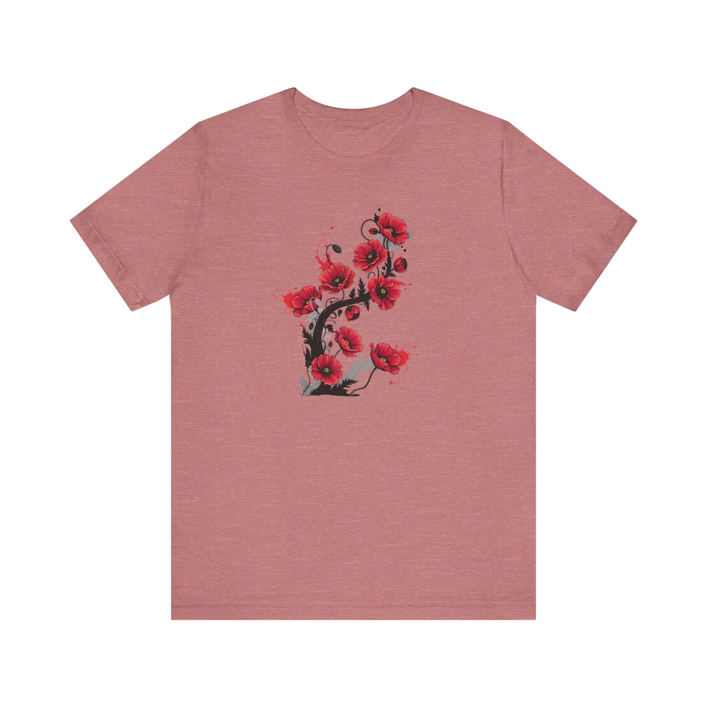Red Poppies Graphic Tee , Casual Wear, Gift for Plant Lovers, Birthday Gift, Festival Apparel