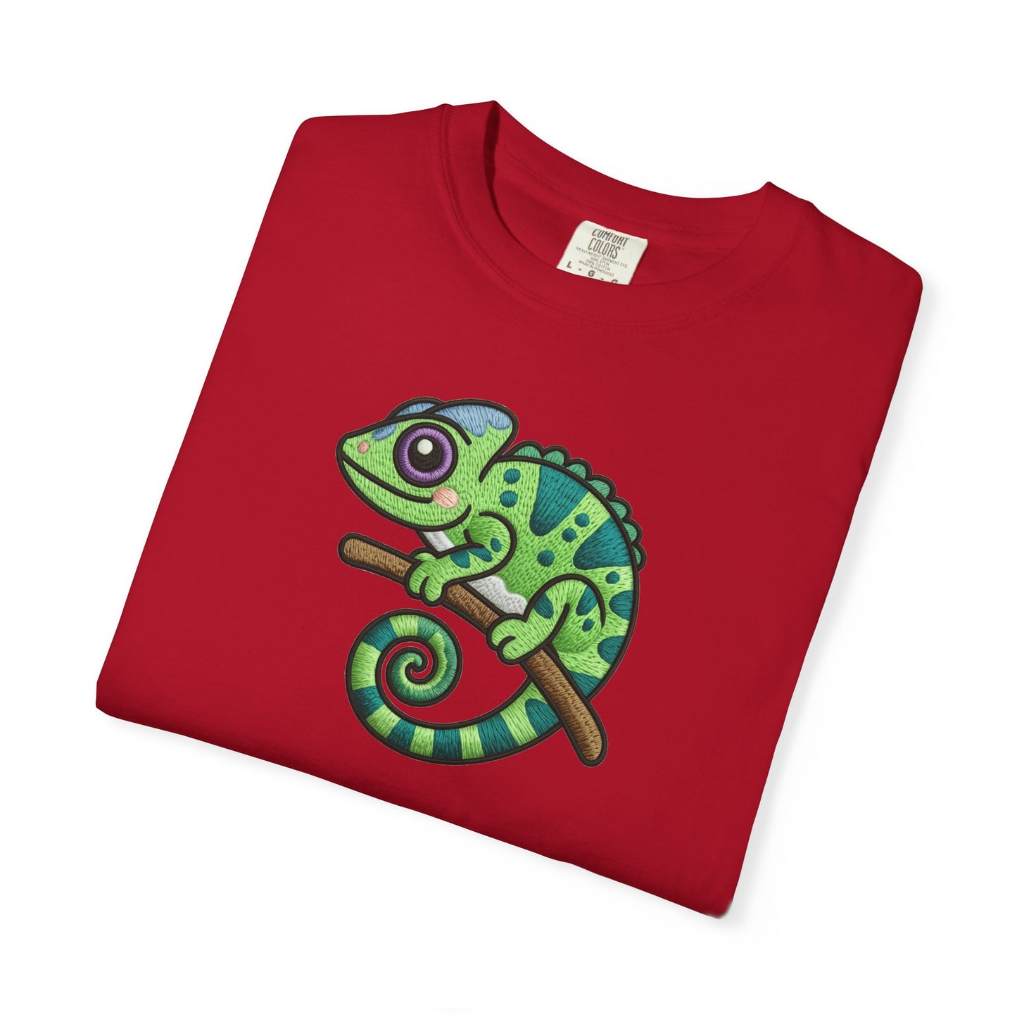 Embroidery Illusion Chameleon Graphic T-Shirt
