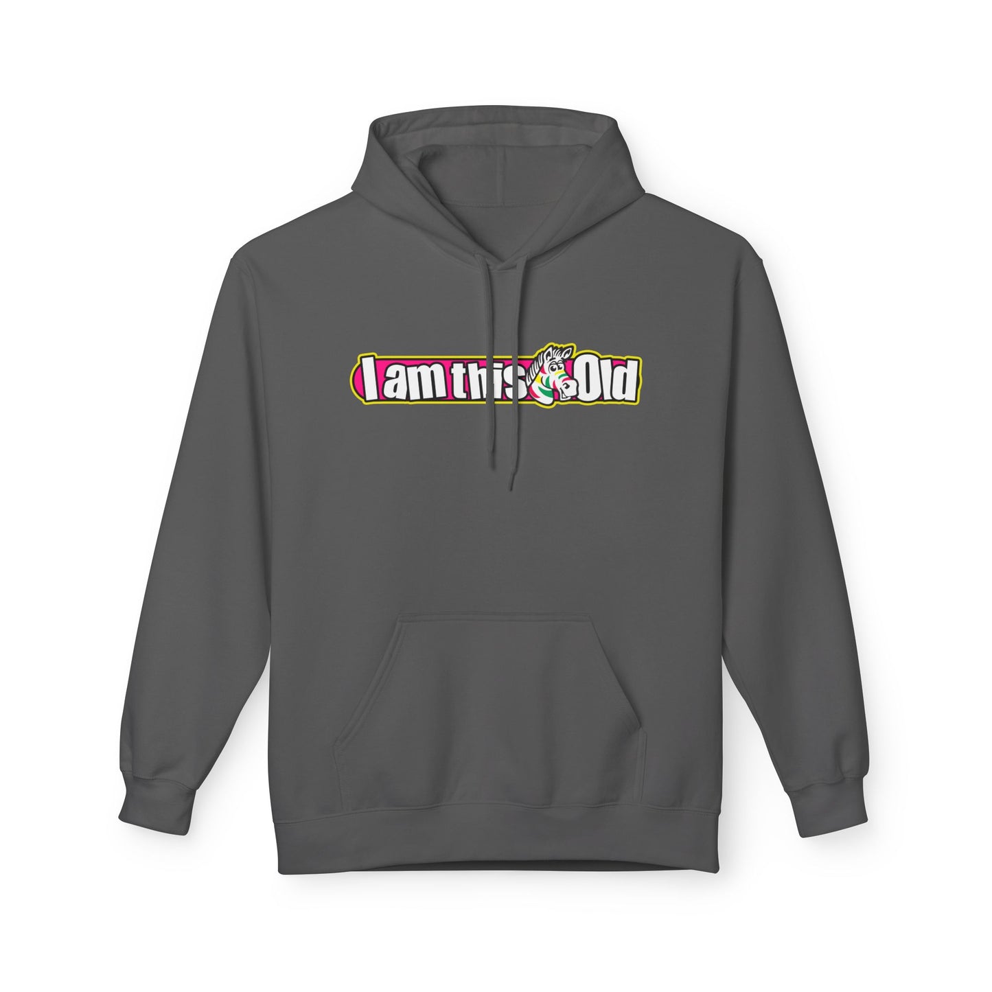 I am This Old Fruit Stripes Hoodie, Unisex Fleece Gift for Friends, Celebrate Aging, Comfy Casual Wear, Perfect for Parties, Humor Apparel