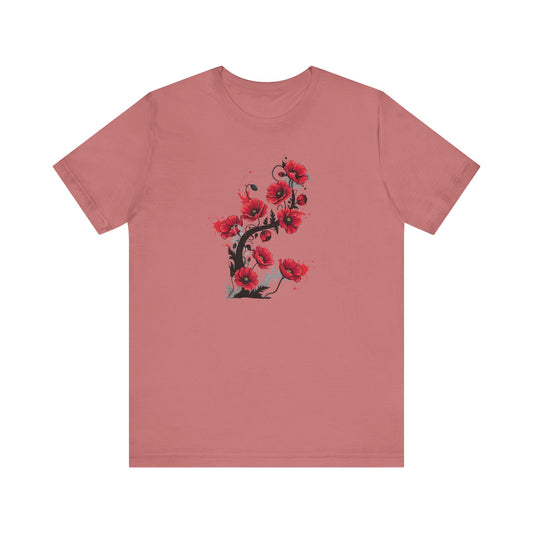 Red Poppies Graphic Tee , Casual Wear, Gift for Plant Lovers, Birthday Gift, Festival Apparel