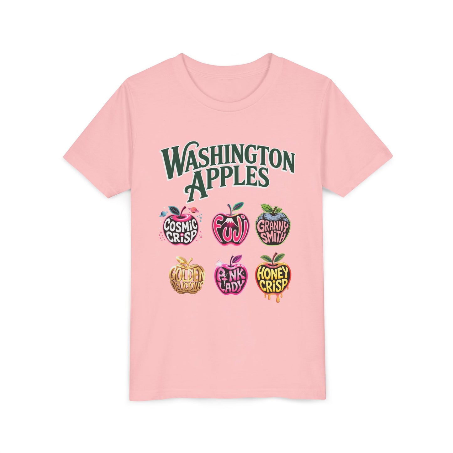 Washington Apples Youth Tee, Fun Fruit Shirt, Gift for Kids, Summer Wear, Apple Lover Apparel