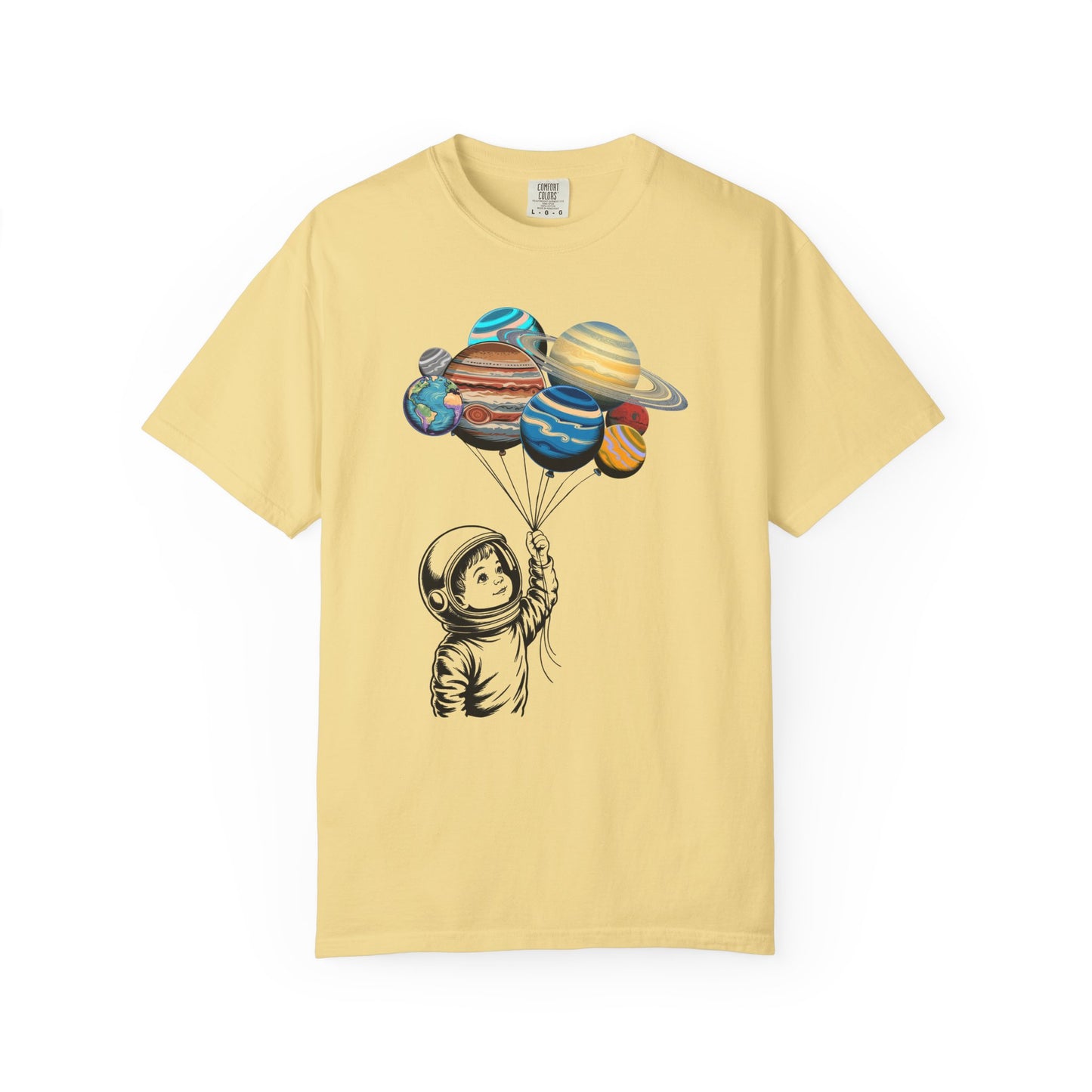 Space Balloon Unisex T-shirt, Astronaut Tee, Gift for Space Lovers, Fun Casual Style, Planetary Design, Space-Themed Apparel