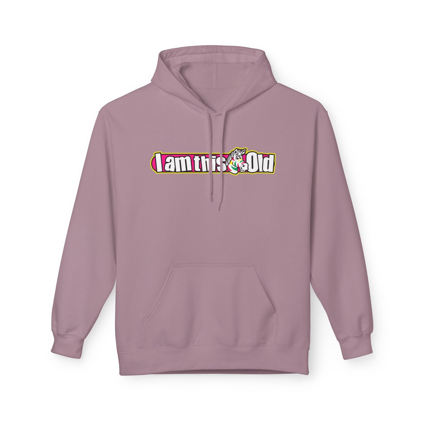 I am This Old Fruit Stripes Hoodie, Unisex Fleece Gift for Friends, Celebrate Aging, Comfy Casual Wear, Perfect for Parties, Humor Apparel