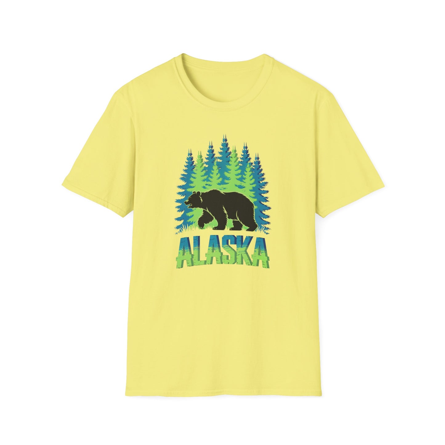 Alaska Bear T-Shirt, Nature Lover's Tee, Unisex Softstyle Shirt for Outdoor Adventures, Gift for Hikers, Wildlife Enthusiasts