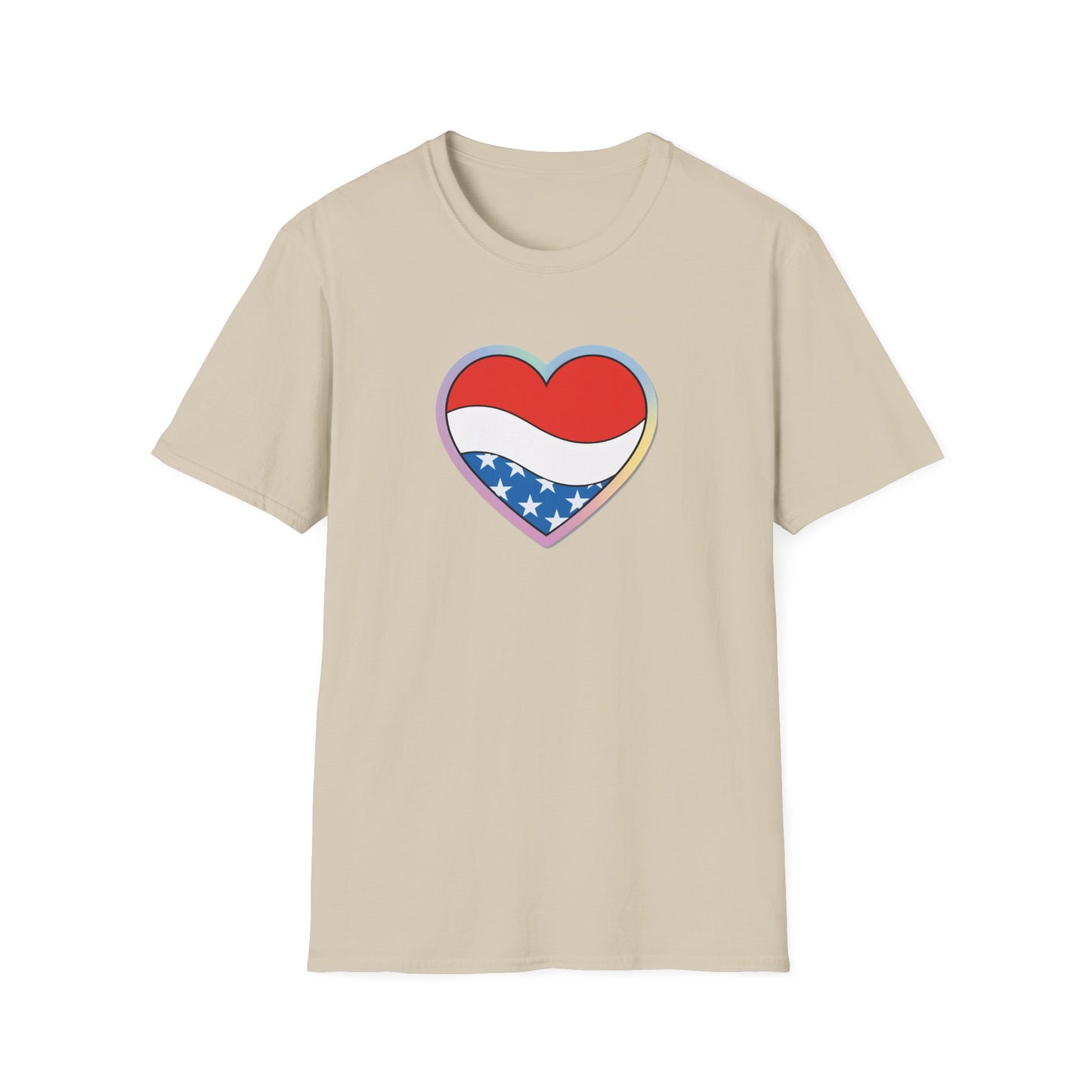 Patriotic Love Heart T-Shirt, Unisex Tee, Fourth of July Apparel, Casual Summer Shirt, Gift for Friends, Trendy Graphic Tee