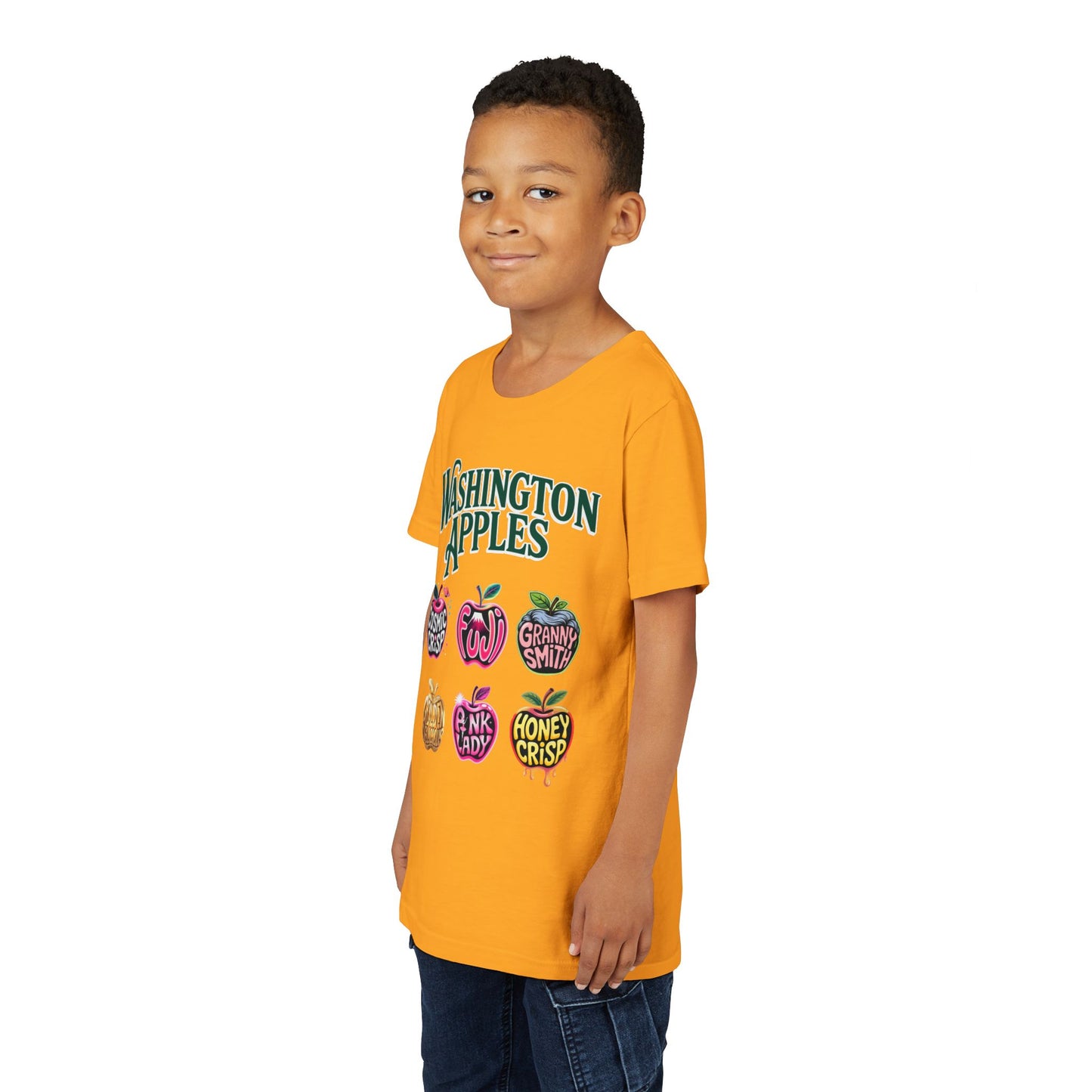 Washington Apples Youth Tee, Fun Fruit Shirt, Gift for Kids, Summer Wear, Apple Lover Apparel