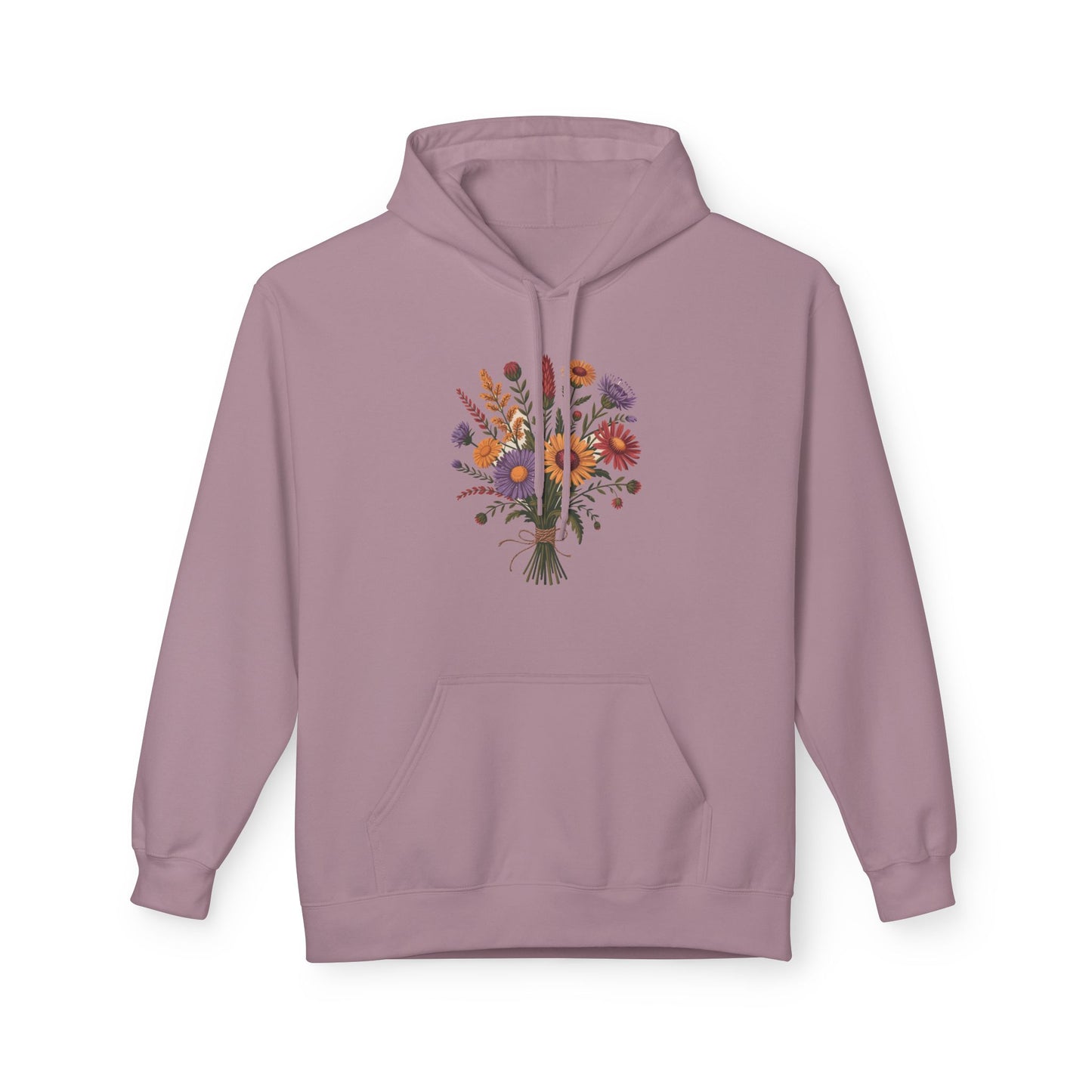 Floral Bouquet Fleece Hoodie, Comfortable Spring Hoodie, Cozy Unisex Sweatshirt, Gift for Her, Casual Wear, Nature Lover Apparel