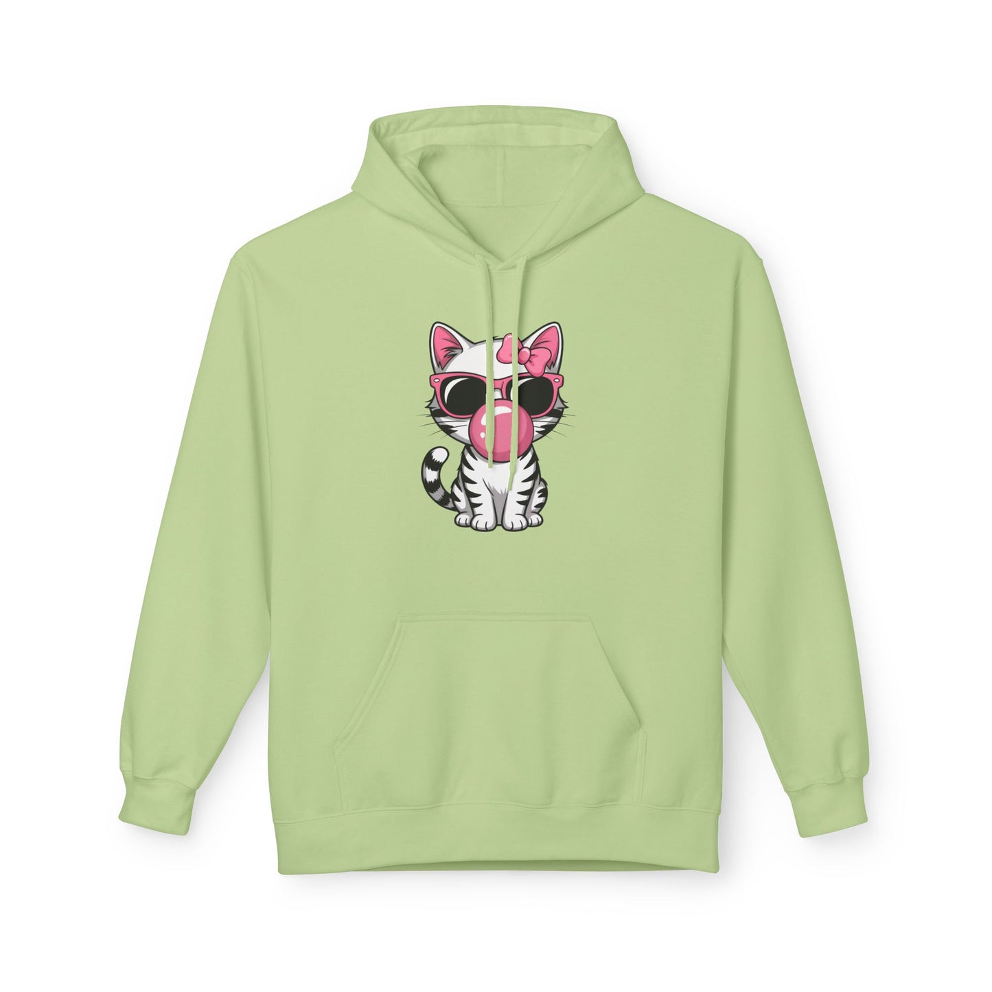 Bubble Gum Girl Kitty Hoodie, Cat Lovers Hoodie, Fun Fleece Sweater, Birthday Gift, Animal Lover Apparel