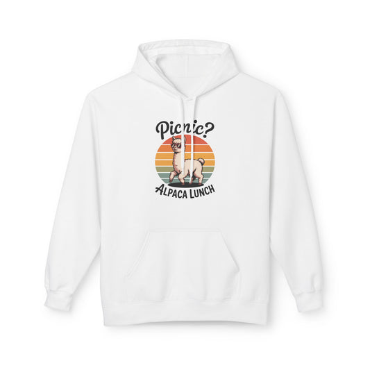 Picnic Alpaca Lunch Hoodie, Funny Animal Sweatshirt, Birthday Gift, Cozy Fleece Hoodie, Alpaca Apparel, Pet Lover Gift
