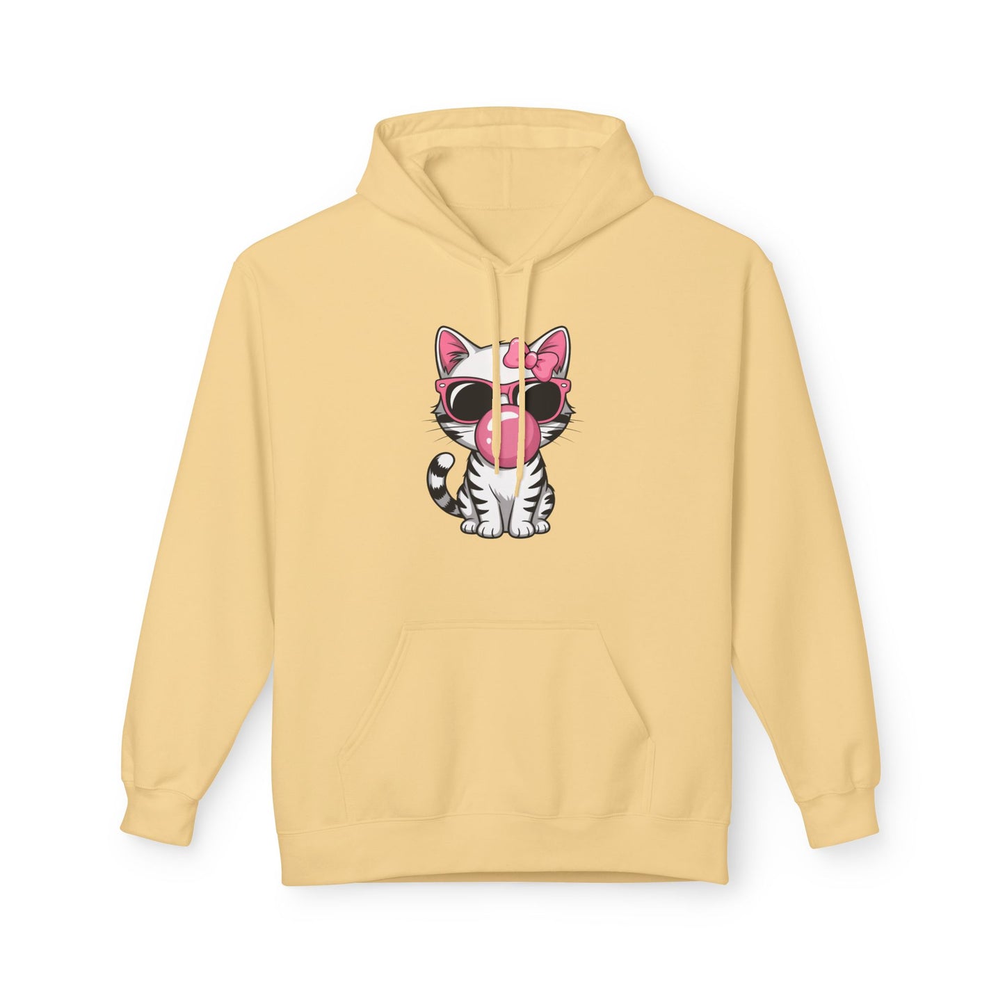 Bubble Gum Girl Kitty Hoodie, Cat Lovers Hoodie, Fun Fleece Sweater, Birthday Gift, Animal Lover Apparel