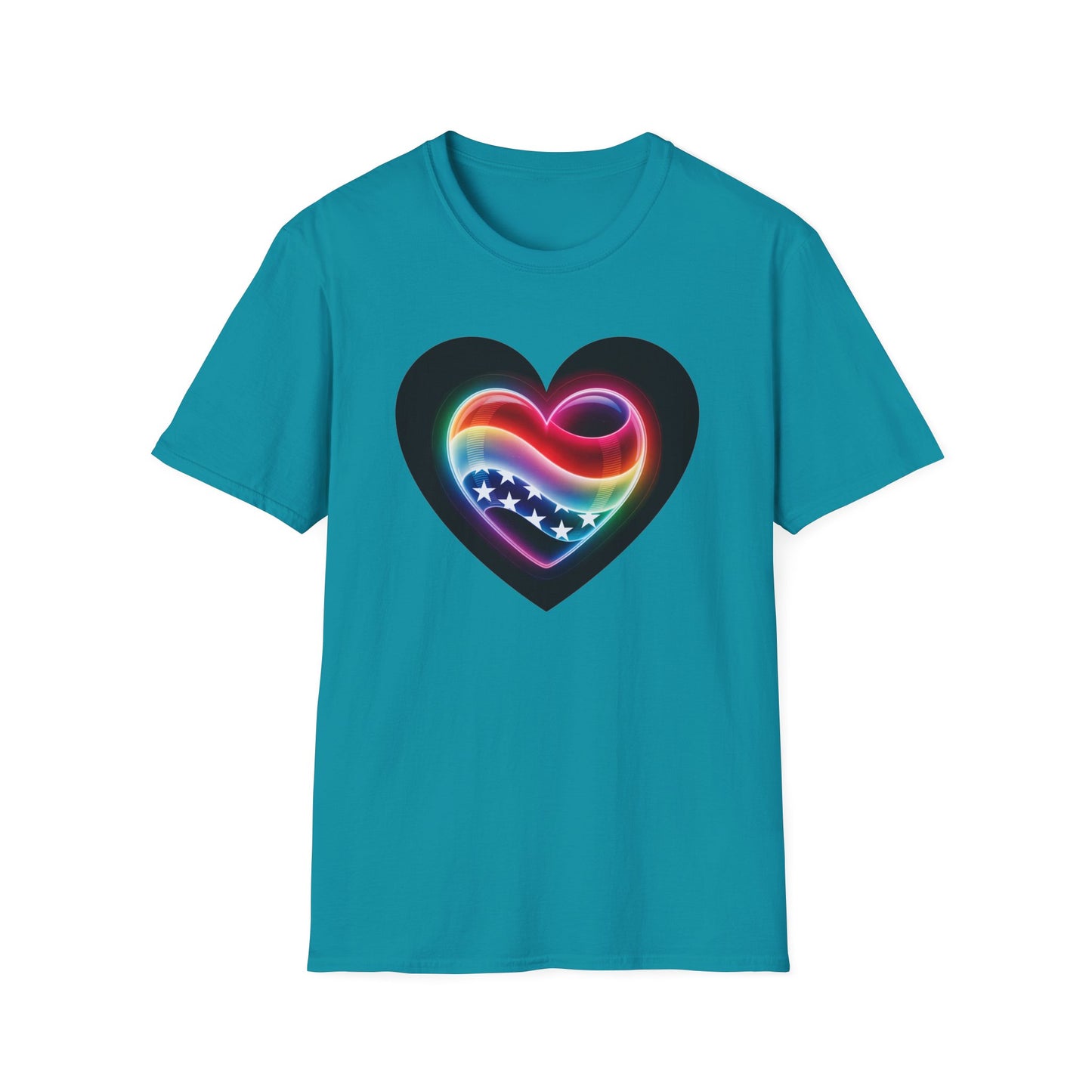 American Flag Heart Tee - Softstyle T-Shirt