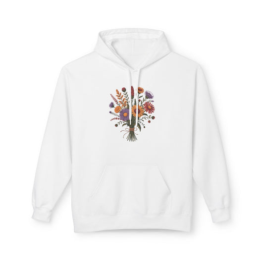 Floral Bouquet Fleece Hoodie, Comfortable Spring Hoodie, Cozy Unisex Sweatshirt, Gift for Her, Casual Wear, Nature Lover Apparel