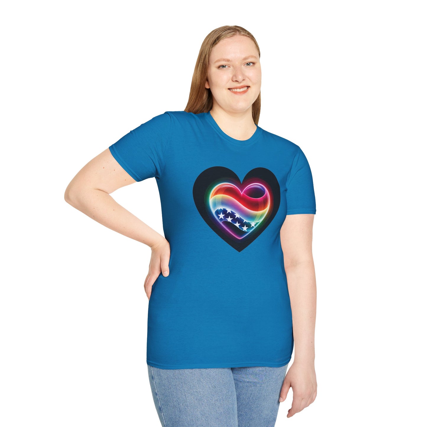 American Flag Heart Tee - Softstyle T-Shirt