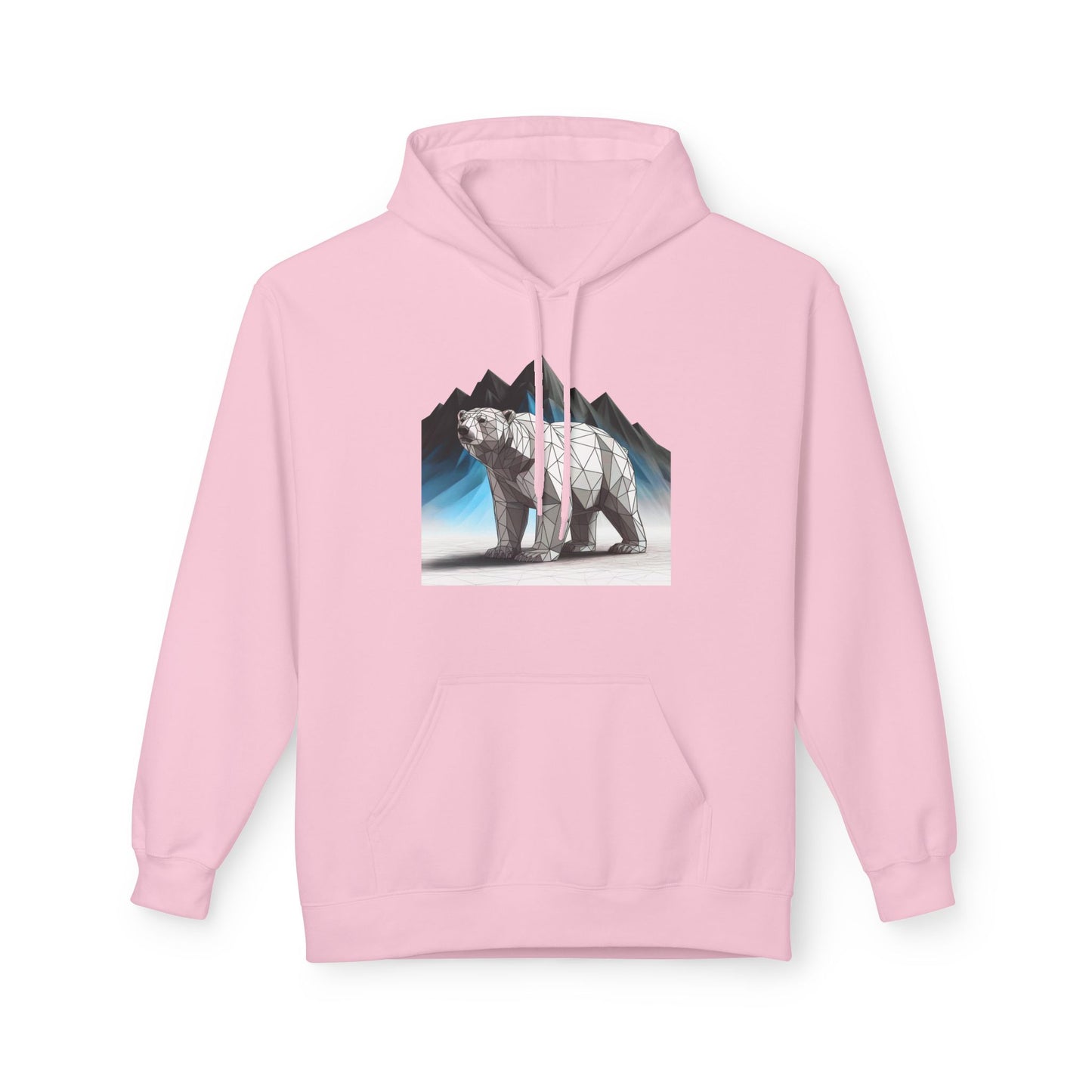 Geometric Polar Bear Fleece Hoodie - Cozy Outdoor Apparel, Unisex Gift, Nature Lover Hoodie, Winter Wardrobe Essential, Adventure Outfit