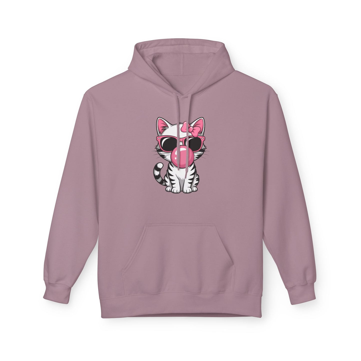 Bubble Gum Girl Kitty Hoodie, Cat Lovers Hoodie, Fun Fleece Sweater, Birthday Gift, Animal Lover Apparel