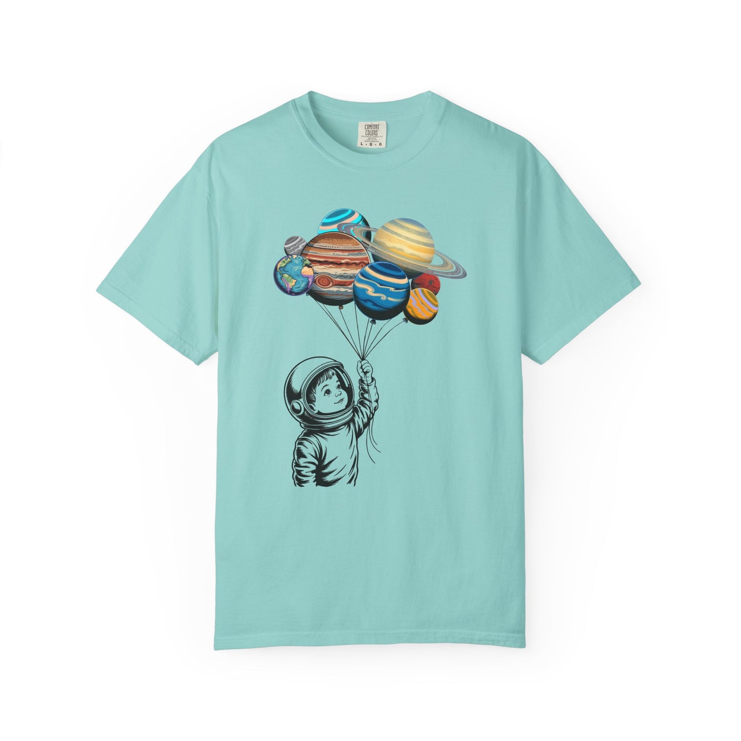 Space Balloon Unisex T-shirt, Astronaut Tee, Gift for Space Lovers, Fun Casual Style, Planetary Design, Space-Themed Apparel