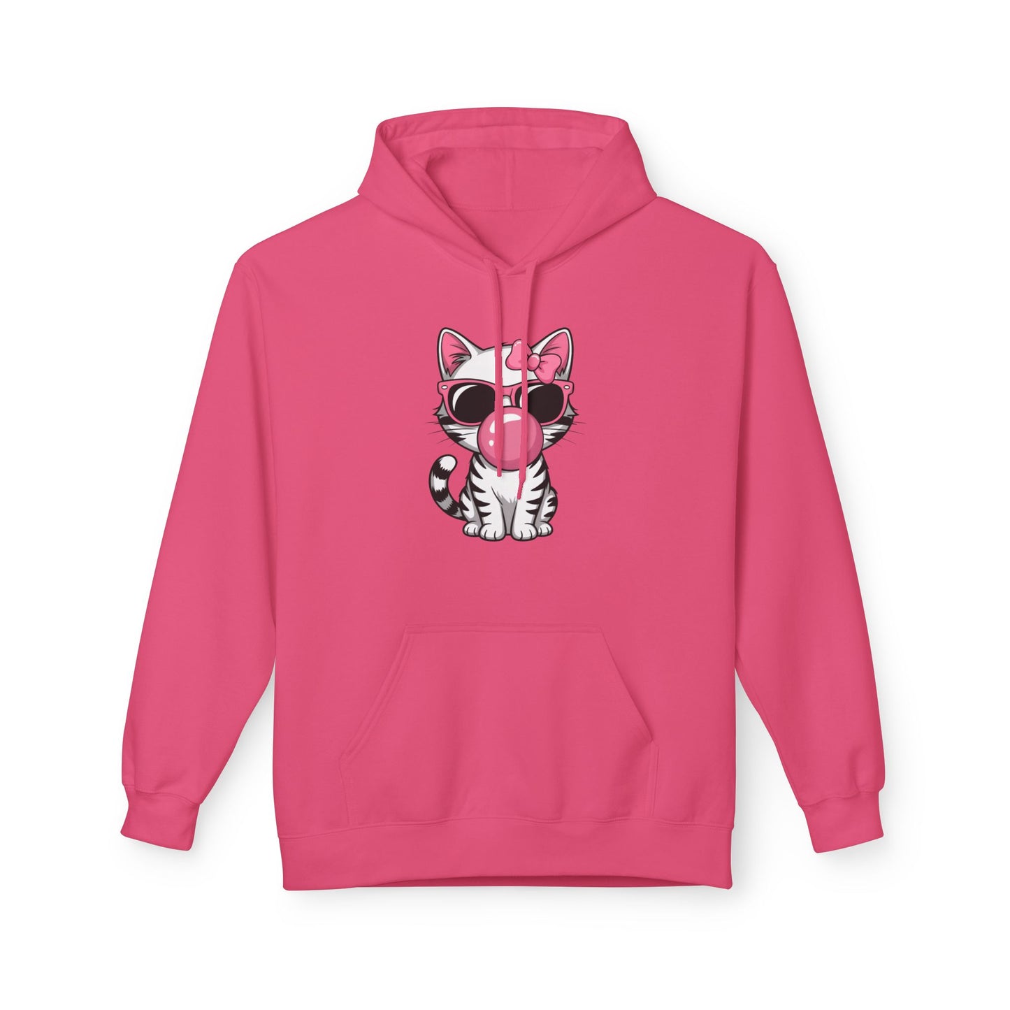 Bubble Gum Girl Kitty Hoodie, Cat Lovers Hoodie, Fun Fleece Sweater, Birthday Gift, Animal Lover Apparel