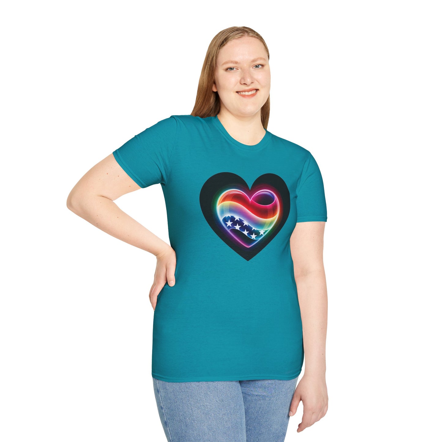 American Flag Heart Tee - Softstyle T-Shirt