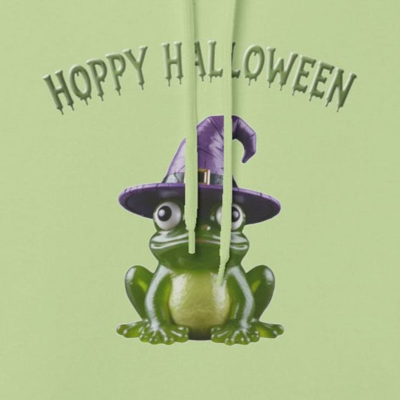Hoppy Halloween Frog Hoodie, Cozy Unisex Fleece, Perfect for Fall Celebrations, Fun October Apparel, Hoppy Halloween Gift