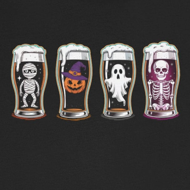 Spooky Beer Sampler Tee, Halloween Shirt, Unisex Halloween Tops, Graphic T-Shirt for Fall, Cute Ghost Shirt