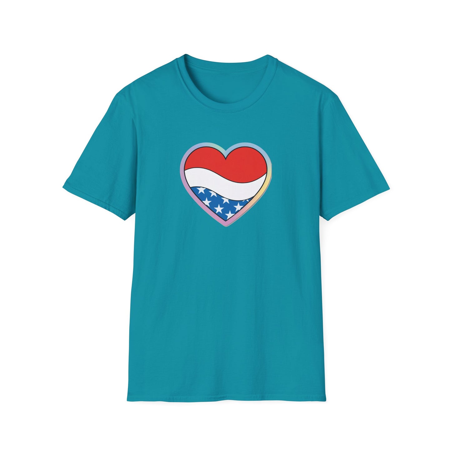 Patriotic Love Heart T-Shirt, Unisex Tee, Fourth of July Apparel, Casual Summer Shirt, Gift for Friends, Trendy Graphic Tee