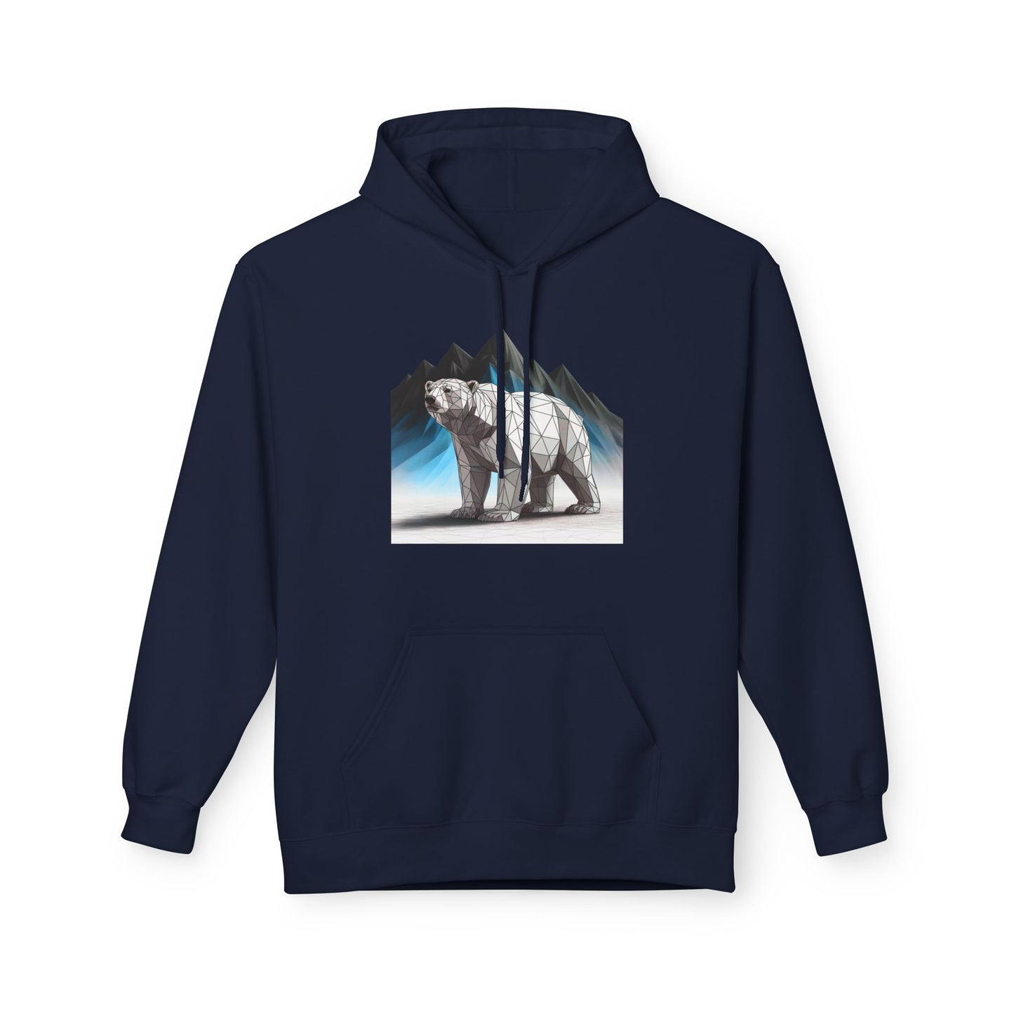 Geometric Polar Bear Fleece Hoodie - Cozy Outdoor Apparel, Unisex Gift, Nature Lover Hoodie, Winter Wardrobe Essential, Adventure Outfit