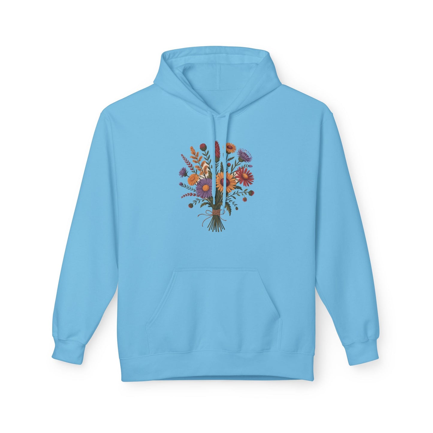 Floral Bouquet Fleece Hoodie, Comfortable Spring Hoodie, Cozy Unisex Sweatshirt, Gift for Her, Casual Wear, Nature Lover Apparel