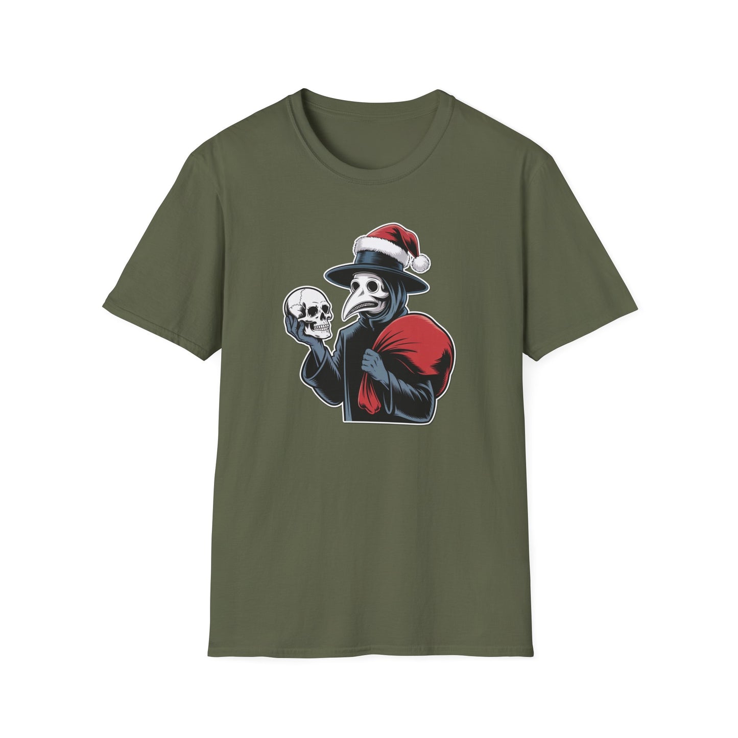 Plague Doctor Santa T-Shirt, Halloween Costume, Christmas Gift, Unisex Graphic Tee, Holiday Apparel, Fun Party Top