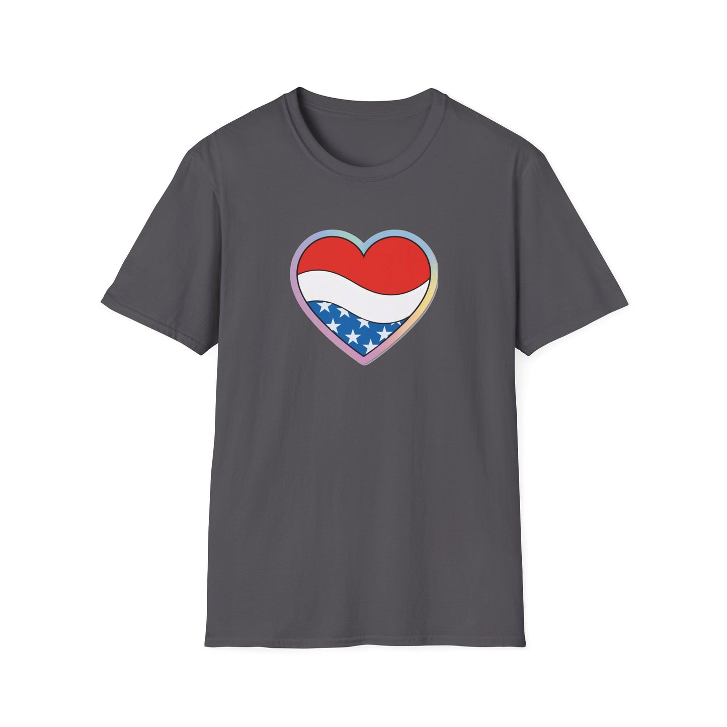Patriotic Love Heart T-Shirt, Unisex Tee, Fourth of July Apparel, Casual Summer Shirt, Gift for Friends, Trendy Graphic Tee