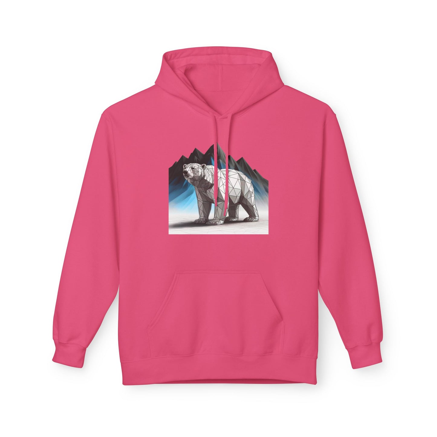 Geometric Polar Bear Fleece Hoodie - Cozy Outdoor Apparel, Unisex Gift, Nature Lover Hoodie, Winter Wardrobe Essential, Adventure Outfit