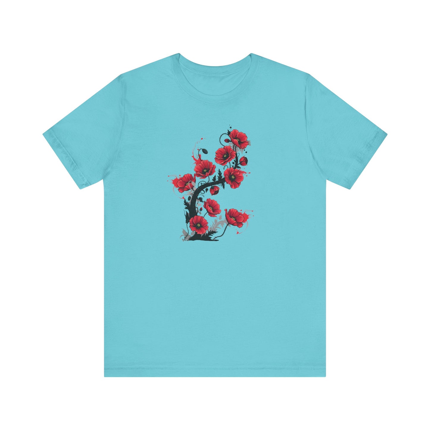 Red Poppies Graphic Tee , Casual Wear, Gift for Plant Lovers, Birthday Gift, Festival Apparel