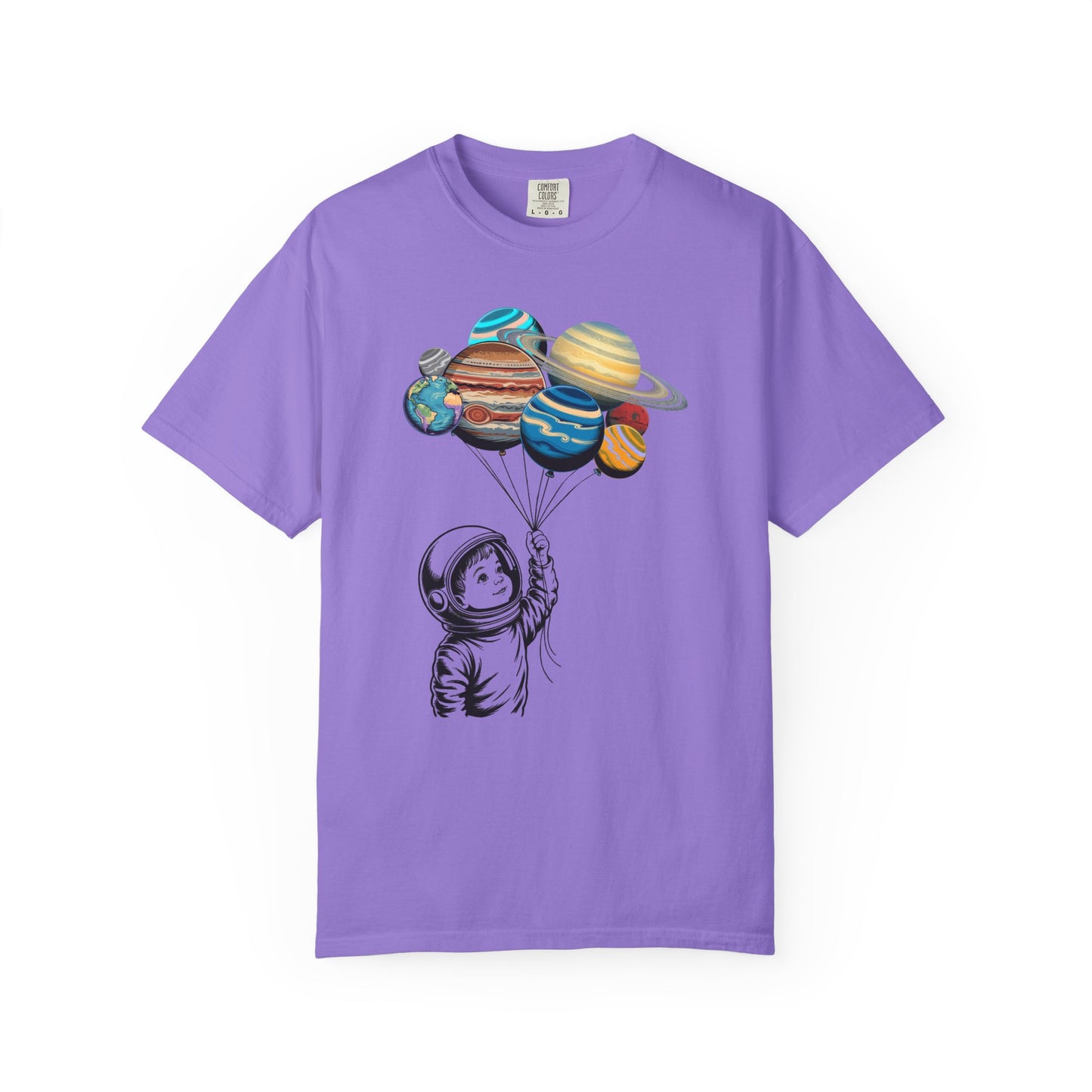 Space Balloon Unisex T-shirt, Astronaut Tee, Gift for Space Lovers, Fun Casual Style, Planetary Design, Space-Themed Apparel