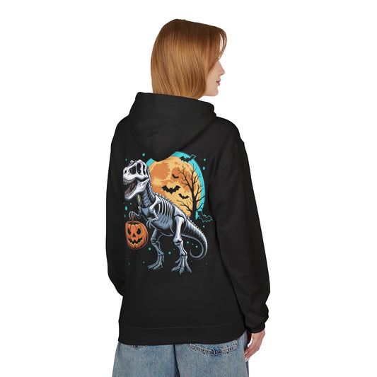 Skeleton T-Rex Halloween Hoodie — Dino Jack-O'-Lantern Pullover