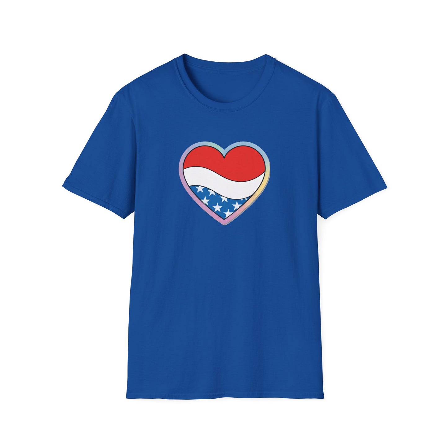 Patriotic Love Heart T-Shirt, Unisex Tee, Fourth of July Apparel, Casual Summer Shirt, Gift for Friends, Trendy Graphic Tee