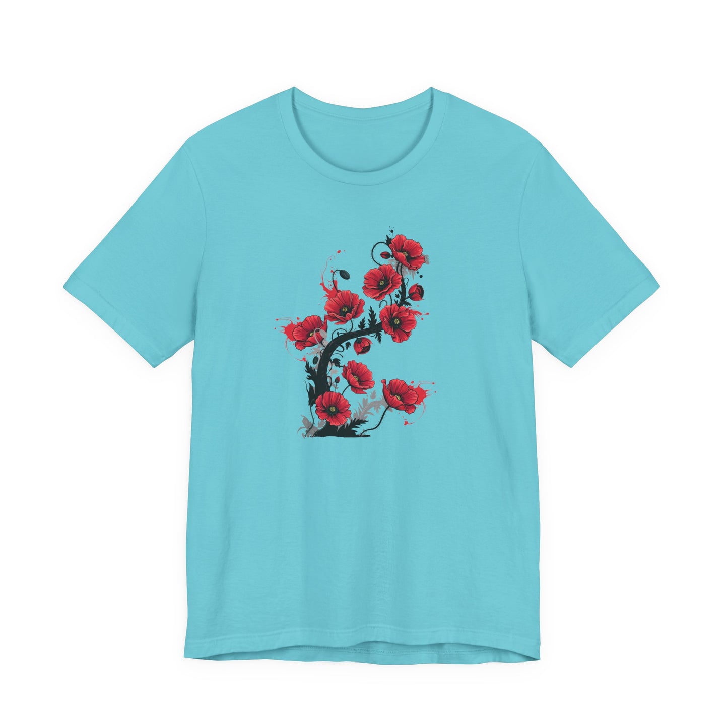 Red Poppies Graphic Tee , Casual Wear, Gift for Plant Lovers, Birthday Gift, Festival Apparel