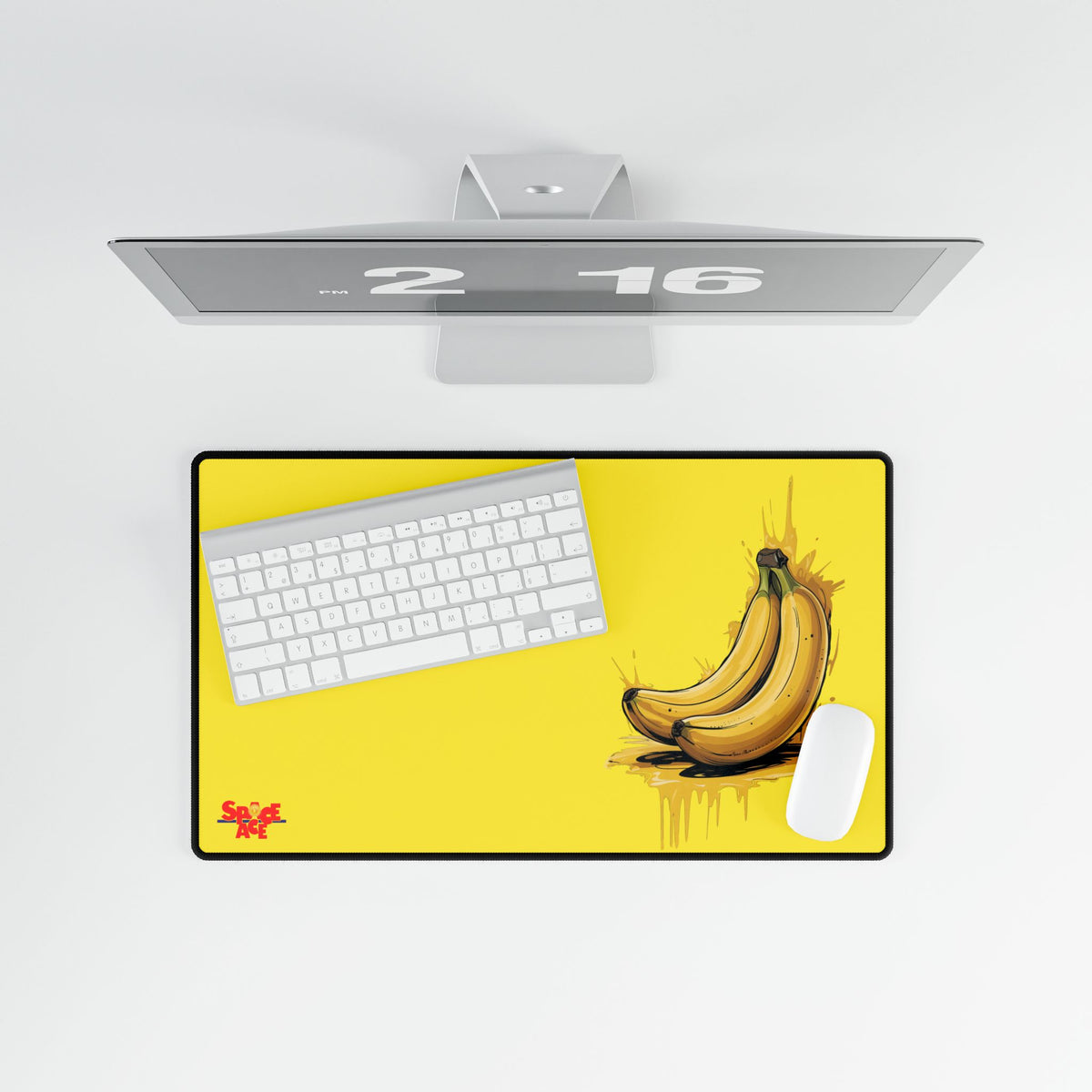 Banana Illustration Desk Mat - Yellow Fruit Playful Workspace Pad