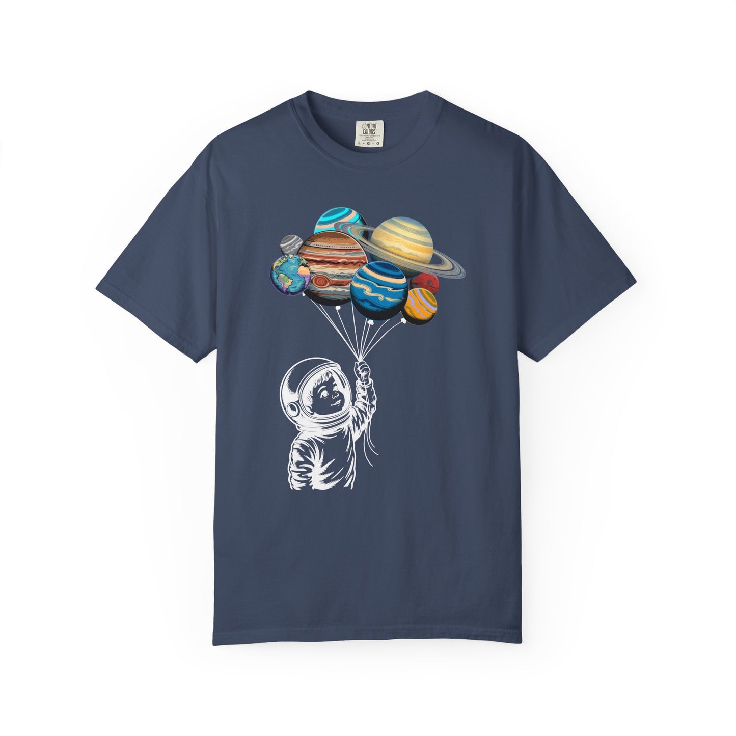 Space Balloon Unisex T-shirt, Astronaut Tee, Gift for Space Lovers, Fun Casual Style, Planetary Design, Space-Themed Apparel