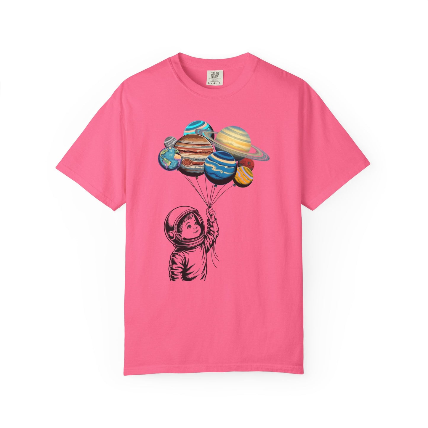 Space Balloon Unisex T-shirt, Astronaut Tee, Gift for Space Lovers, Fun Casual Style, Planetary Design, Space-Themed Apparel