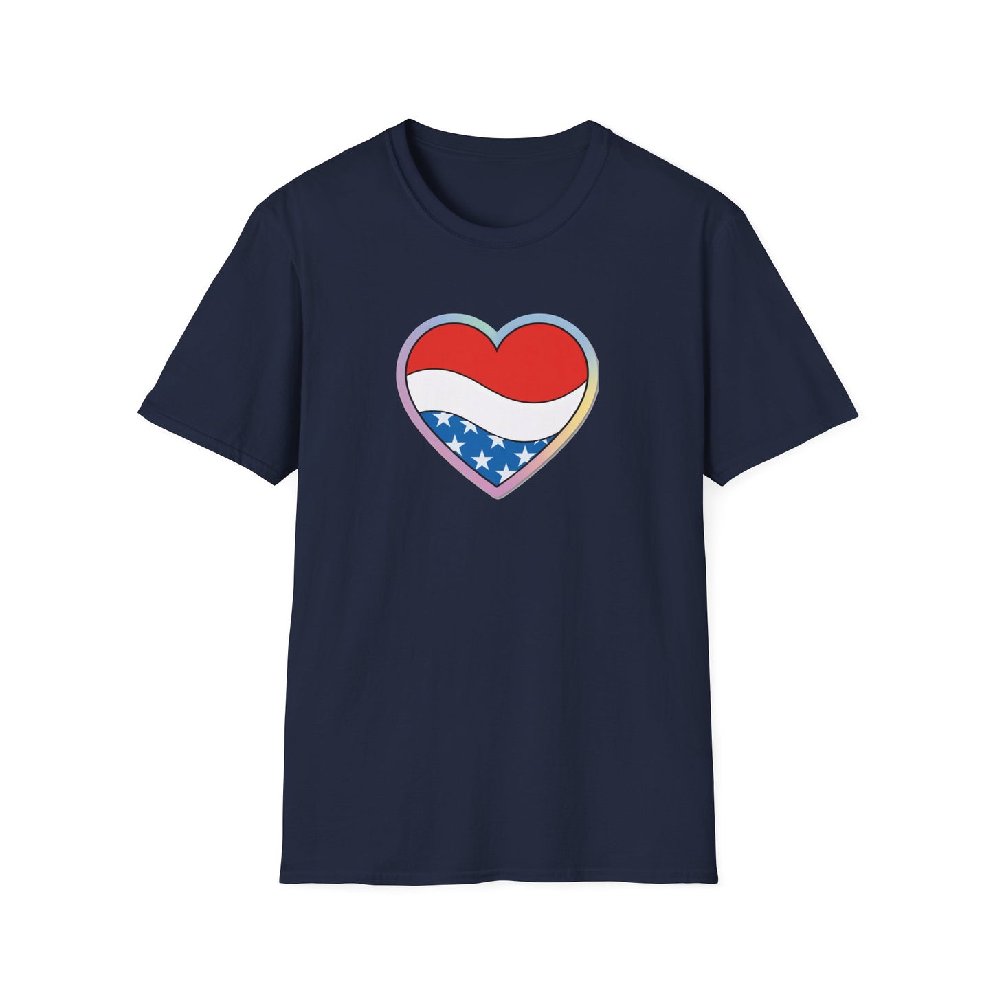 Patriotic Love Heart T-Shirt, Unisex Tee, Fourth of July Apparel, Casual Summer Shirt, Gift for Friends, Trendy Graphic Tee